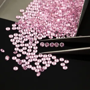 5A pink round cubic zirconia stone with brilliant cut for DIY nail art and jewelry