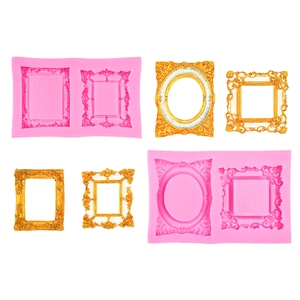 Baroque Photo Frame Silicone Mold European Vintage Embossed Fondant Cake Decorating Tools DIY Resin Clay Crafting