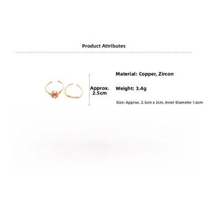 Detailed spec sheet showing 18k gold plated butterfly ring dimensions and 3.4g weight