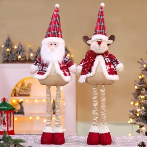 Festive Christmas gnomes with telescopic long legs, red plaid patterns for home decor