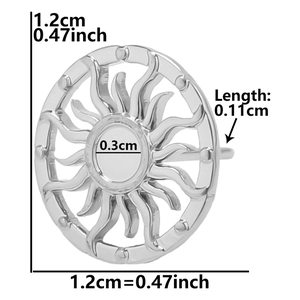 Detailed size chart for 304 stainless steel sunburst stud earring with dimensions