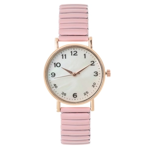 Montre À Quartz Pour Femmes Cadran Rond Chiffres Arabes Bracelet En Métal Extensible Simple Élégante