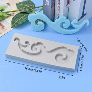 Cloud pattern silicone mold for DIY baking with rectangle wave design and blue finish