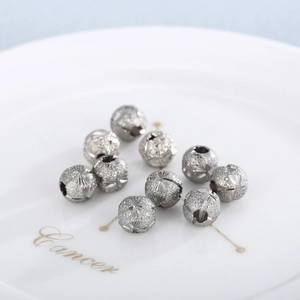 Round Loose Beads Stainless Steel Frosted Sandblasted Star Pattern DIY Jewelry Making Finding For Bracelet Necklace
