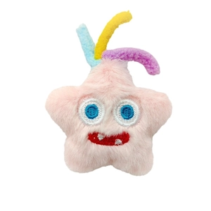 Simpatica spilla a forma di mostro stella in peluche rosa con tentacoli colorati