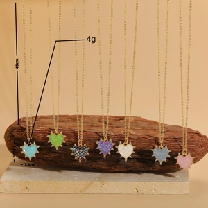Colliers pendentifs coeur multicolores plaqués or 14K avec bordure en cristal