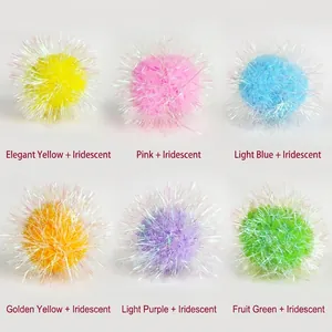 6cm colorful iridescent crinkle paper cat toy balls for DIY crafts and pet play