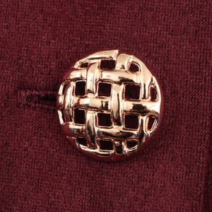British style wine red suede coat featuring a decorative hollow golden weave button