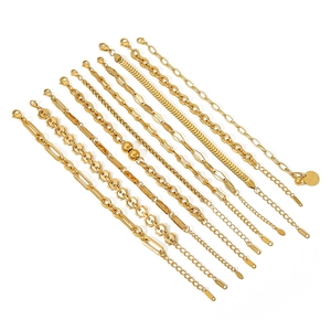 Various chunky punk style 18K gold plated stainless steel chain bracelets for women