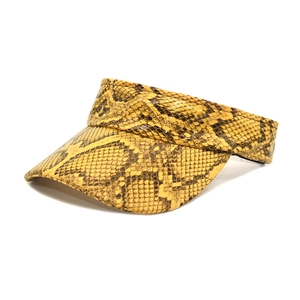 Stylish yellow snakeskin pattern open top sun visor hat for outdoor summer wear