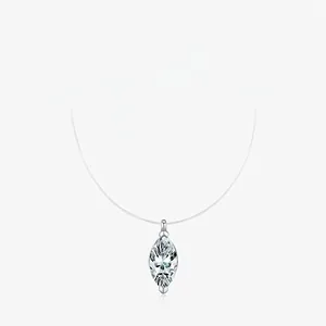 Marquise Moissanite Pendant Necklace With 925 Sterling Silver Invisible Fishing Line Minimalist D Color VVS1 Floating