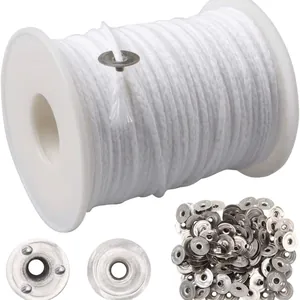 Cotton Braided Candle Wick With Sustainer Tabs And Centering Tool For DIY Candle Making Natural Low Smoke
