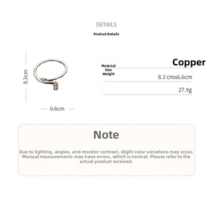 Detailed view of bamboo style copper bracelet with Ping An pendant and size specifications
