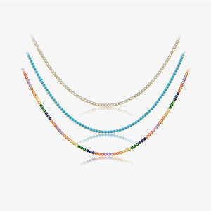 925 Sterling Silver Turquoise Rhinestone Tennis Necklace Retro Light Luxury Geometric Adjustable Chain Jewelry For Women
