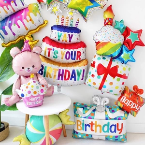 Kit de ballons en aluminium gâteau d'anniversaire et ours pour déco de fête