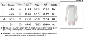 Size chart table for the long sleeve knit lace dress showing XS to L measurements in cm