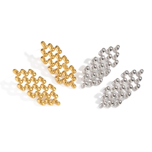 Boucles d'oreilles géométriques tissées en acier inoxydable doré et argenté pour femme