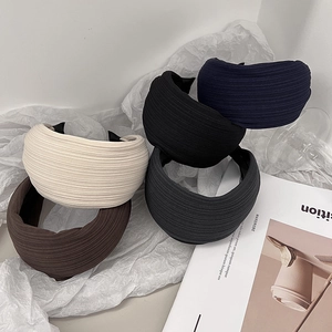 Chic padded fabric headbands with pleated texture in beige, brown, black and navy blue