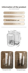 Detail view of wall-mounted PET toothbrush holder with dimensions and drainage design