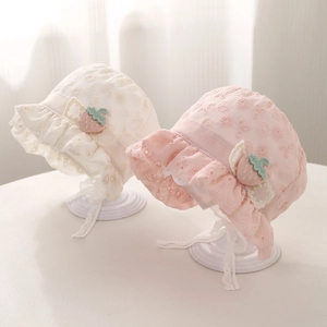 Bonnet En Dentelle Bébé Fille Chapeau De Soleil Respirant Coton Nylon Broderie Volants Fraise Doux Princesse Photo