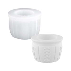 White silicone DIY bowl mold set with Arabic symbols and fish scale embossed patterns