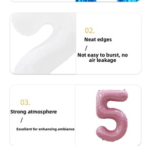 Détail de ballons 2025 en aluminium blanc et rose montrant les bords lisses et brillants