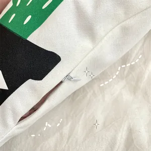 Close-up of the hidden zipper closure on a durable cactus print throw pillow case