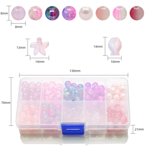DIY Schmuckset im 10-Fächer-Organizer mit rosa Meeressternen und Muschelperlen