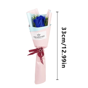 Single stem blue soap rose bouquet in 33cm size for graduation or Valentine gift