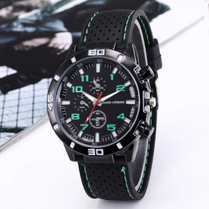 Fashion Men's Sports Quartz Watch Silicone Strap Chronograph Look Plastic Case Luminous Casual Wristwatch Gift For Men