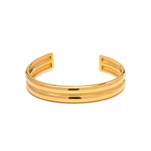 Bracciale rigido a doppio strato in acciaio inossidabile placcato oro 18k lucido