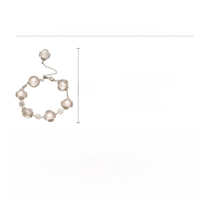Detailed view of champagne beaded snowflake bracelet with size and weight measurements