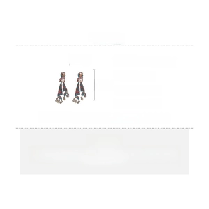 Detailed sizing chart for colorful rhinestone tassel earrings with 5cm height dimensions