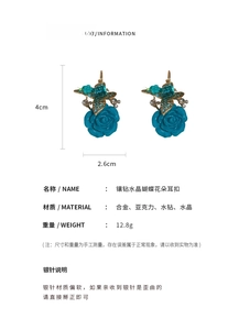 Détails des boucles d'oreilles papillon en cristal avec dimensions 4cm hauteur et 2.6cm largeur