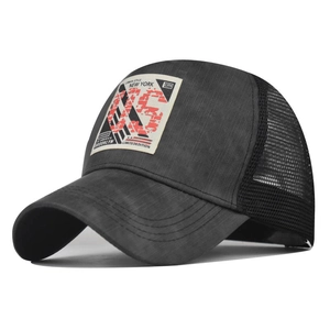 Vintage Washed Cotton Trucker Hat Breathable Mesh Baseball Cap New York Patch Adjustable Sun Hat Urban Streetwear