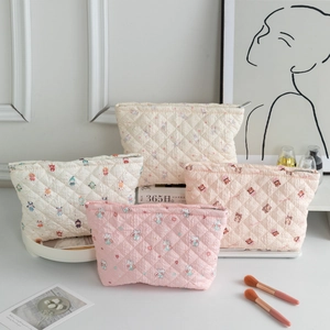 Trousse De Toilette Matelassée Grande Capacité Portable Voyage Pochette De Maquillage Imprimé Cartoon Mignon Pour Femmes Filles