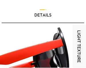 Detail view of red temples and lightweight black frames on kids heart bow sunglasses