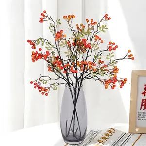 Artificial Berry Branches Foam Fruit Plastic Stems Adjustable Wire Natural Decor For Home Office Wedding Photography