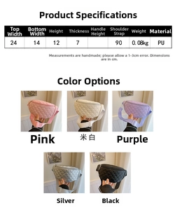 Detailed size chart showing dimensions for kids PU fanny pack in multiple colors