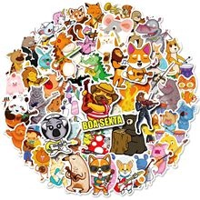 Detail shot of cute cartoon animal stickers set featuring various musical instruments