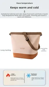 Detail of insulated lunch bag with TEAST FOOD logo and adjustable shoulder strap