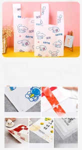 Detail view of thickened plastic bakery bags showing embossed and smooth finishes