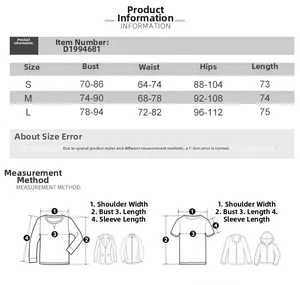 Size chart for halter neck dress showing bust, waist and length in S, M, L sizes