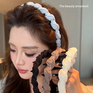 Serre-tête en Tissu Tressé de Style Coréen Pour Femmes Dents Antidérapantes Nœud Torsadé High Skull Top Accessoires de Cheveux Faits à la Main Beige Noir Marron Bleu Gris