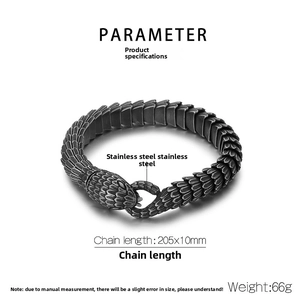 Détails des paramètres du bracelet en acier à écailles de serpent 205x10mm et 66g