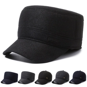 Men Winter Cadet Cap Thickened Woolen Baseball Hat Warm Velvet Lined Ear Protection Adjustable Outdoor Cold Proof Sport