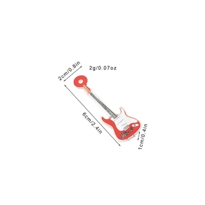 Cute red and white Y2K mini guitar hair clip with detailed size and weight dimensions