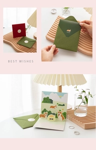 3D pop-up Corgi greeting card with envelopes and stickers for gift giving