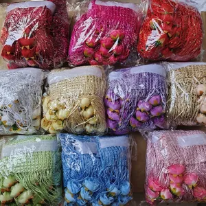 Decorative glitter rose flower string curtain fringes in various colorful combinations