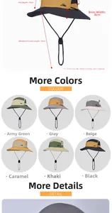 Detailed view of quick-dry outdoor sun hat with adjustable chin strap and large brim